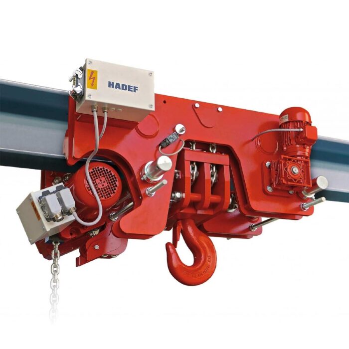 גלגלת הרמה חשמלית עם קרונית במבנה אולטרה מקוצר HADEF